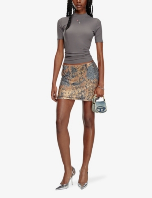 DIESEL: 1DR XS-Iconic mini crystal-embellished denim bag