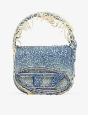 DIESEL: 1DR XS-Iconic mini crystal-embellished denim bag