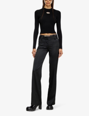 DIESEL: M-Valari logo-embroidered long-sleeve knitted jumper