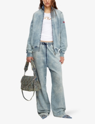 DIESEL: T-Lynys-Od brand-appliqué stretch-cotton top