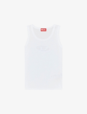 Diesel 't-lins' White Top With Oval D Logo On The Front In 100