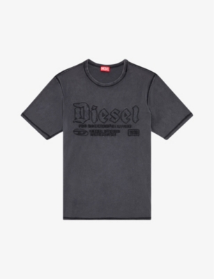Diesel T-rawjust Logo-embroidered T-shirt In 9xx