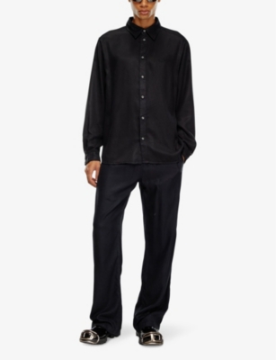 Diesel Black Shirt With D Logo On The Front In Lyocell Man In 9xx