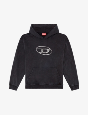 Shop Diesel Mens  S-boxt Q7 Logo-print Relaxed-fit Cotton Hoody In 9xx