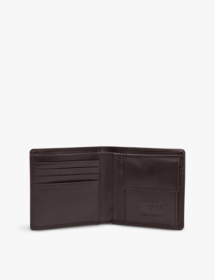 DIESEL: Logo-badge bi-fold leather waller