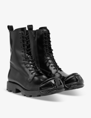 Diesel Leather Boots With Oval D Rein-forced Toe In T8013