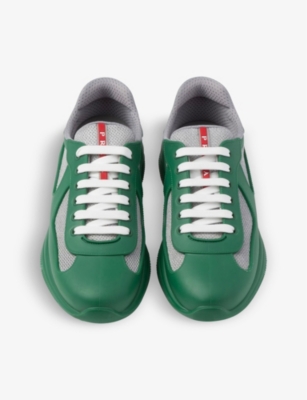 Prada Tie Low-top Casual Sneakers In Green