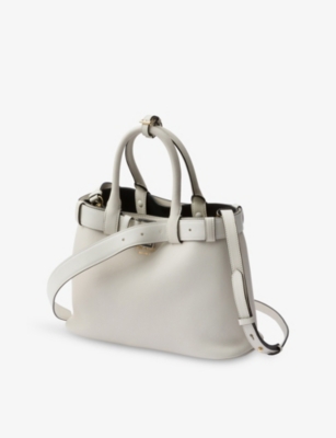 Prada Womens White Belt-buckle Medium Leather Handbag