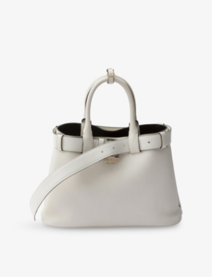 Prada Womens White Belt-buckle Medium Leather Handbag