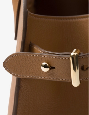 Shop Prada Foiled-logo Medium Leather Top-handle Bag In Brown