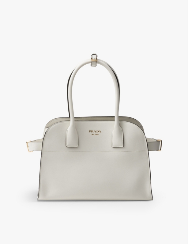 Foiled-logo medium leather top-handle bag