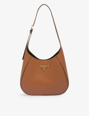 PRADA: Brand-plaque medium leather shoulder bag