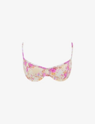 HOUSE OF CB: Antibes floral-print underwired bikini top