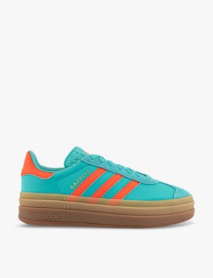 Adidas Originals Adidas Womens Mint Rush Impact Orange Gazelle Bold Brand-embellished Suede Low-top Trainers