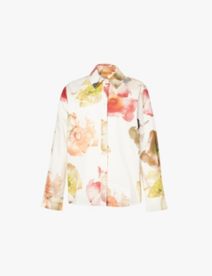 Shop Stine Goya Womens Pastel Poppies Flower-print Relaxed-fit Organic-cotton Shirt