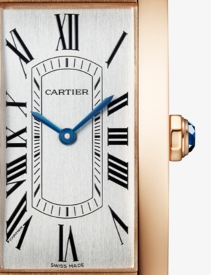 Shop Cartier Rose Gold Crwgta0277 Tank Americaine Large 18ct Rose-gold And Leather Mechanical Watch