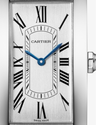 Shop Cartier Crwsta0102 Tank Americaine Large Steel And Leather Mechanical Watch