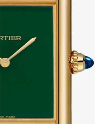 Shop Cartier Yellow Gold Crwgta0286 Tank Louis Large 18ct Yellow-gold And Leather Mechanical Watch