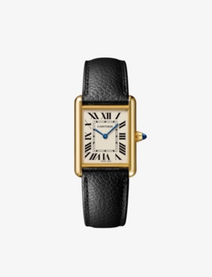 CARTIER CRWSTA0102 Tank Americaine large steel and leather mechanical watch Selfridges