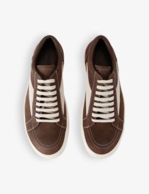 Vintage contrast-stitch suede low-top trainers