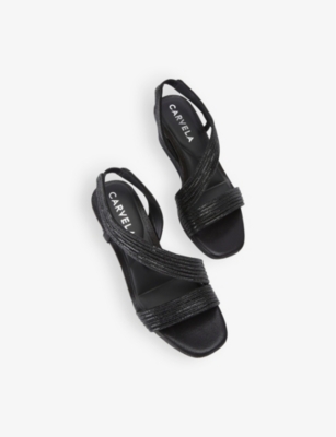 Carvela Womens  Gala Jewel-embellished Rope-effect Wedge-heeled Woven Sandals In Black