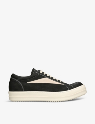 Mens Rick Owens Vintage Contrast-Stitch Suede Low-Top Trainers