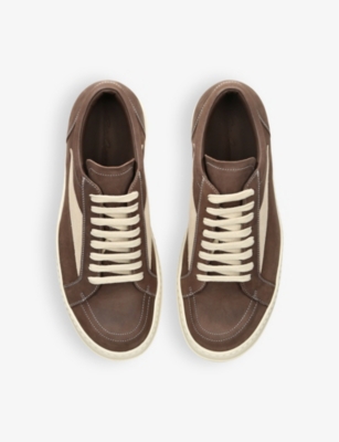 RICK OWENS: Vintage contrast-stitch suede low-top trainers