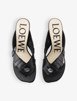 Shop Loewe Womens  Toy Panta Lambskin Sandals In Black