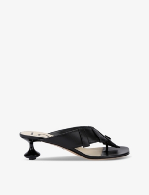 Shop Loewe Womens  Toy Panta Lambskin Sandals In Black