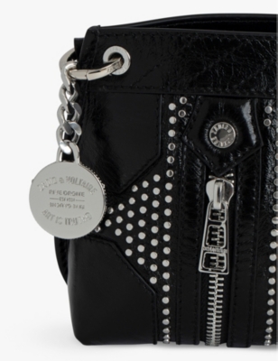 ZADIG & VOLTAIRE WOMENS NOIR SUNNY MOOD STUD-EMBELLISHED LEATHER SHOULDER BAG 