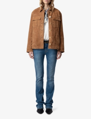 Zadig & Voltaire Womens Cognac Kuba Flap-pocket Suede Jacket In Cognac