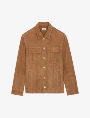 Zadig & Voltaire Womens Cognac Kuba Flap-pocket Suede Jacket In Cognac