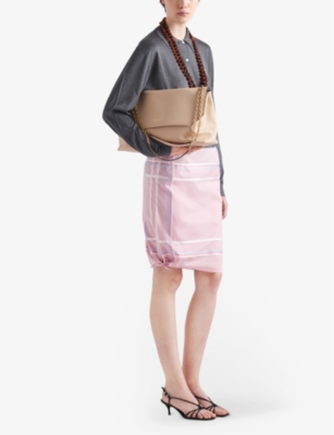 Prada Short Batista Cotton Check Skirt In Pink