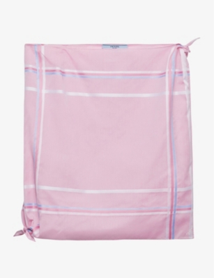 Shop Prada Checked Cotton Skirt In Pink