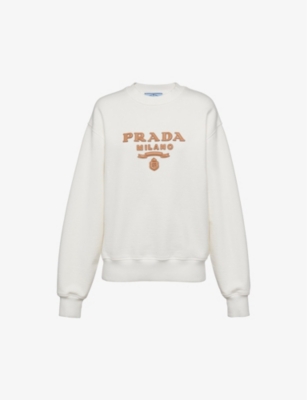 PRADA: Brand-appliqué oversized-fit cotton-jersey sweatshirt