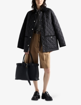 Prada Womens Black Re-nylon Quilted Recycled-nylon Jacket In Black