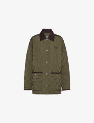 Shop Prada Re-nylon Quilted Recycled-nylon Jacket In Green