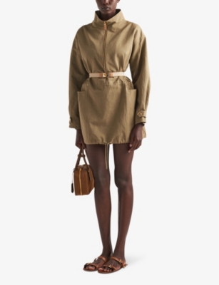 Prada Drawstring-hem Parka In Green