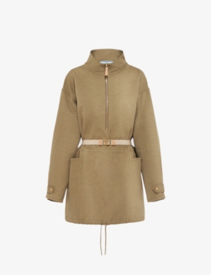 Prada Drawstring-hem Parka In Green