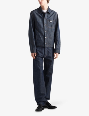 PRADA: Branded-plaque chest-pocket cotton-blend jacket