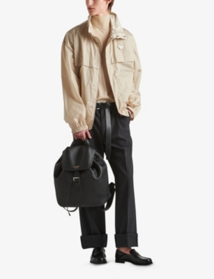 PRADA: Logo-embroidered funnel-neck nylon jacket