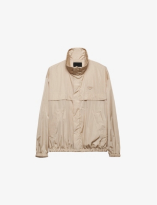 PRADA: Logo-embroidered funnel-neck nylon jacket