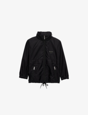 PRADA: Re-Nylon logo-plaque raglan-sleeve nylon rain jacket