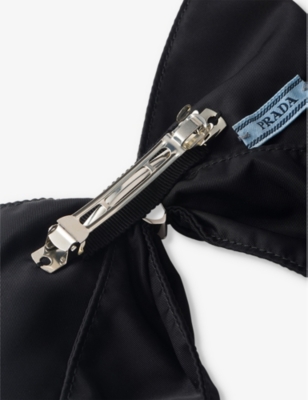 Prada Womens Black Re-nylon Brand-plaque Recycled-nylon Hair Clip In Black