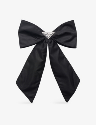 Shop Prada Womens Black Re-nylon Brand-plaque Recycled-nylon Hair Clip