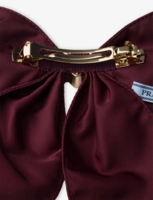 Prada Womens Burgundy Re-nylon Brand-plaque Nylon Hair Clip In Multi