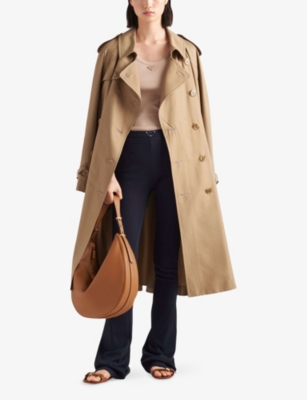 PRADA: Ribbed enamelled-logo cotton knit top