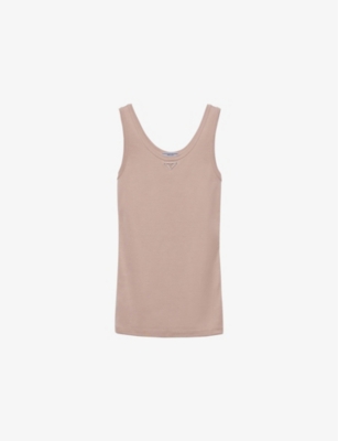 Prada Ribbed Knit Top In Neutral