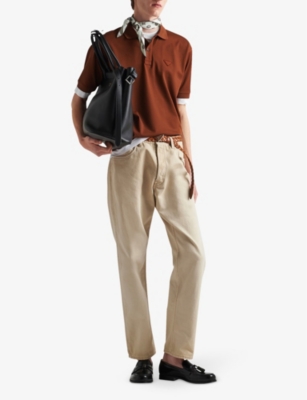 Prada Mens Neutral Bull Brand-plaque Straight-leg Jeans In Neutral