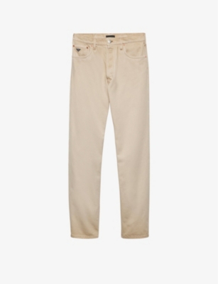 Prada Mens Neutral Bull Brand-plaque Straight-leg Jeans In Neutral